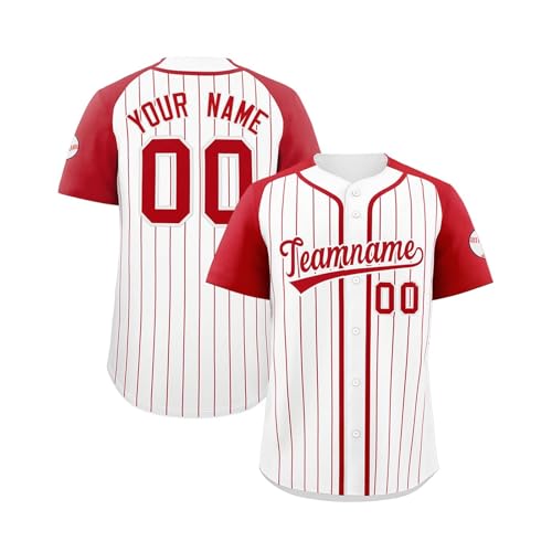Personalisierte Druck Namennummern Baseballtrikot, Benutzerdefinierte Baseball-Trikots Individuelle Baseball Shirts Für Männer Frauen Jugendliche Button-Down Baseball Shirts Sportuniform von Topassion