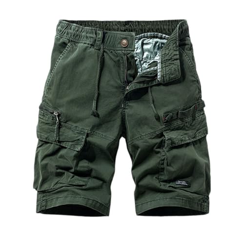 Topassion Cargo Shorts Herren Kurze Hosen mit Taschen Männer Cargoshorts Leicht Bermuda Short Basic Arbeitshose Trekking Military Sweatshorts Chino Wanderhose Freizeithose Arbeitsshort(Army Green,XL) von Topassion