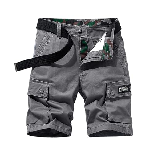 Topassion Cargo Shorts Herren Kurze Hosen mit Taschen Männer Cargoshorts Leicht Bermuda Short Basic Arbeitshose Trekking Military Sweatshorts Chino Wanderhose Freizeithose Arbeitsshort(Gray,L) von Topassion