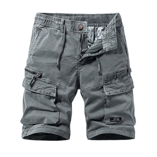 Topassion Cargo Shorts Herren Kurze Hosen mit Taschen Männer Cargoshorts Leicht Bermuda Short Basic Arbeitshose Trekking Military Sweatshorts Chino Wanderhose Freizeithose Arbeitsshort(Gray,XL) von Topassion