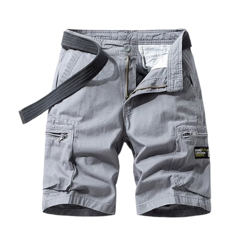 Topassion Cargo Shorts Herren Kurze Hosen mit Taschen Männer Cargoshorts Leicht Bermuda Short Basic Arbeitshose Trekking Military Sweatshorts Chino Wanderhose Freizeithose Arbeitsshort(Gray,XXL) von Topassion