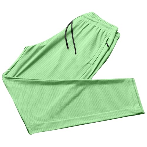 Topassion Eisseide Hose Herren Damen Stretch Schnell Trocknende Ice Seide Jogginghose Sommer Einfarbig Sporthose Unisex Atmungsaktive Freizeithose Leichte Herrenhose Hose Weitem Bein(Green,XXL) von Topassion