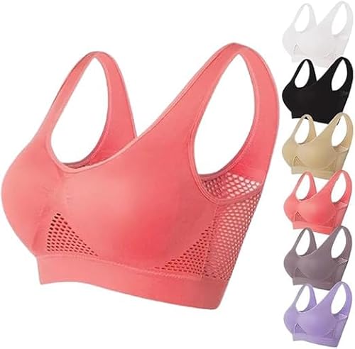 Topbashgo Breathable Cool Liftup Air Bra, 2024 Neuer Großer Air-BH, Atmungsaktiver und Bequemer Mesh-Sport-BH für Damen (Rot, XL) von Topbashgo