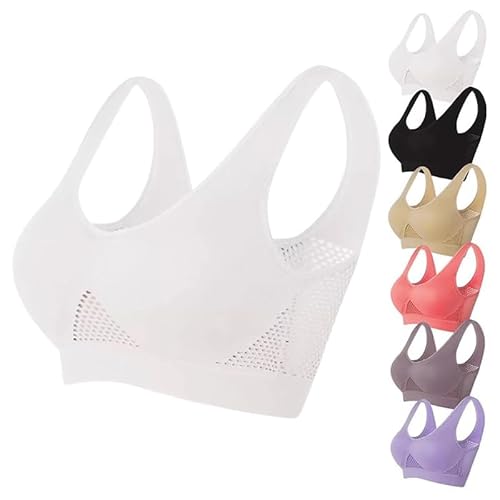 Topbashgo Breathable Cool Liftup Air Bra, 2024 Neuer Großer Air-BH, Atmungsaktiver und Bequemer Mesh-Sport-BH für Damen (Weiß, M) von Topbashgo