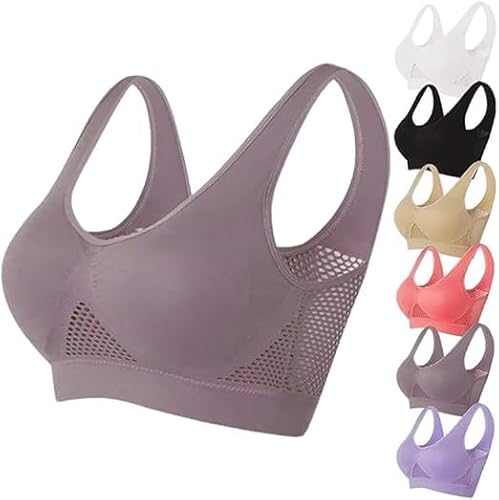 Topbashgo Breathable Cool Liftup Air Bra, 2024 Neuer Großer Air-BH, Atmungsaktiver und Bequemer Mesh-Sport-BH für Damen (grau, M) von Topbashgo