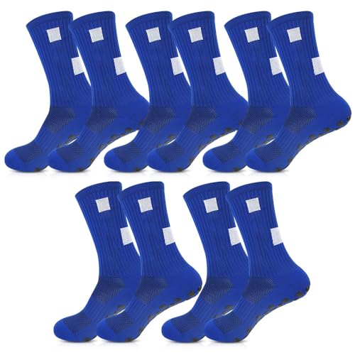 Topbashgo Fußball Socken, 39-46 Fußballsocken Anti Rutsch Grip Fußball Socken Sportsocken für Herren Damen Fussball Basketball Laufen (39-46, Blau*5) von Topbashgo