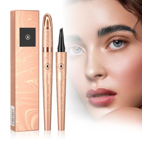 Wasserdichter 3D Augenbrauenstift Mit 4 Gabelspitzen, Microblading, Härchenzeichnung, 4 Punkt Brauenstift Langanhaltend Natürliche Augenbrauen Make-up (B-4#) von Topbashgo