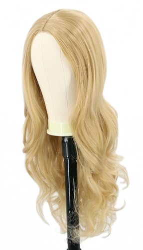 Topcosplay 24 inch Lange Schwarz Perücke für Frauen, Lange gewellt Perücke Hitzebeständiger Kunstfaser Wie Echthaar Lockig Perücke für Karneval Fasching Cosplay (Blond-613) von Topcosplay