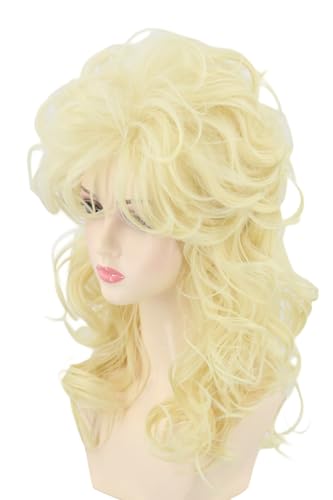 Topcosplay 70er 80er Jahre Perücke Damen Lockige Blond Sänger Perücke Lang Disco Party Cosplay Perücke (Blond) von Topcosplay