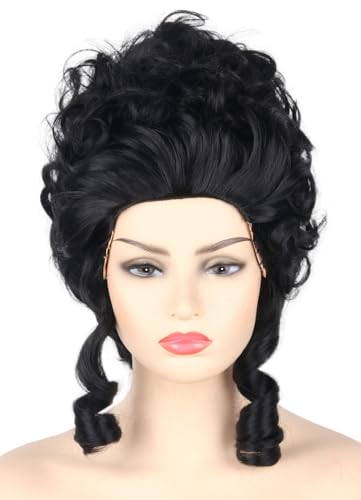 Topcosplay Beehive-Perücke Damen Bienenstock Perücke Vintage Perücke Baroque Barock Renaissance Perücke blond Locken Perücke (Schwarz) von Topcosplay