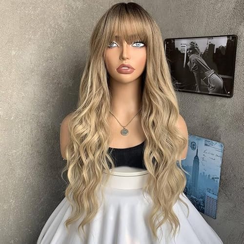 Topcosplay Blond Perücke Damen Lang Cosplay Natürliche Lockige Perücke 26" Gewellt Perücke für den täglichen Gebrauch (Blond) von Topcosplay