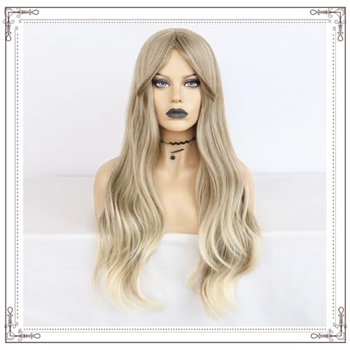 Topcosplay Blond Perücke Damen Lang Cosplay Natürliche Lockige Perücke 26" Gewellt Perücke für den täglichen Gebrauch (Graubraun) von Topcosplay