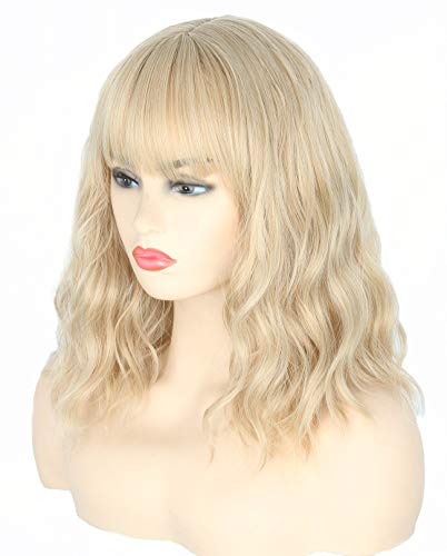 Topcosplay Damen Perücke Blond Bob Perücke Lang Gewellt Locken Natürlich Perücke für Kostümparty Halloween Karneval von Topcosplay