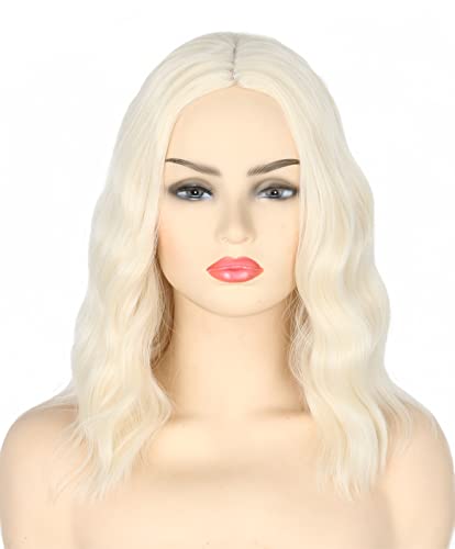 Topcosplay Damen Perücke Halb Schwarz und Halb Grau Lang Gewellt Locken Natürlich Perücke für Kostümparty Halloween Karneval (Blonde) von Topcosplay