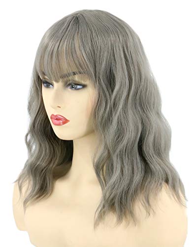 Topcosplay Damen Perücke Halb Schwarz und Halb Grau Lang Gewellt Locken Natürlich Perücke für Kostümparty Halloween Karneval (Grau) von Topcosplay