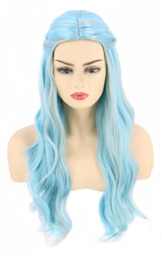 Topcosplay Damen Perücke für Erwachsene Kinder Lang Lockige Perücke Blau für Halloween Kostüm (Kinder) von Topcosplay