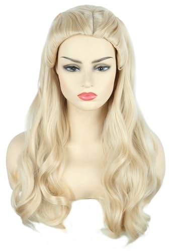 Topcosplay Lang Blond Perücke Damen Lockig Synthetische Perücke Natürliches Aussehen Täglich Cosplay Party Halloween (Blond) von Topcosplay