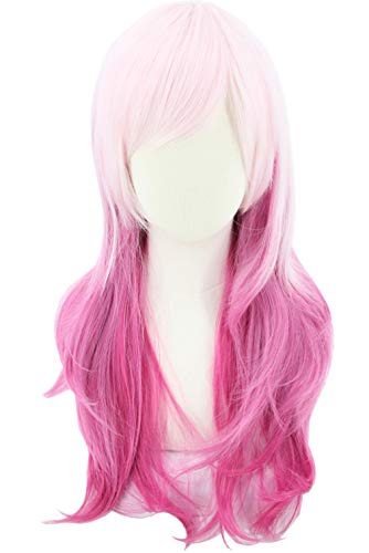 Topcosplay Meerjungfrau Perücke Damen Fasching Perücke Regenbogen Perücke Halloween Kostüm Perücken (Rosa) von Topcosplay