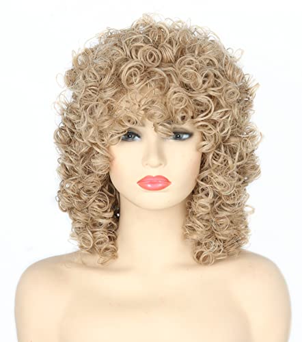 Topcosplay Perücke Club Damen Perücke Afro Lang Gelockt Perücke Halloween Karneval Mottoparty Perücke (Blonde) von Topcosplay