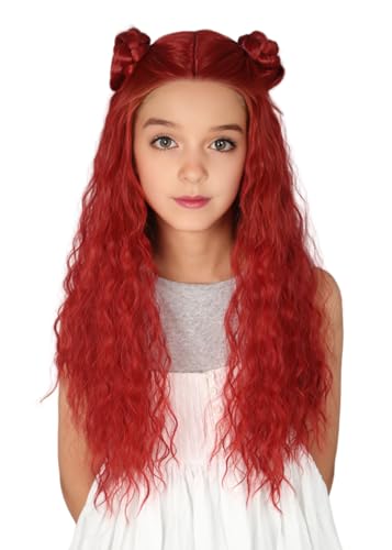 Topcosplay Red Perücke für Frauen Mädchen Red Wig Lange Rote Lockige Perücke mit Dutts Halloween Kostüm Perücken (Rot,Frauen) von Topcosplay