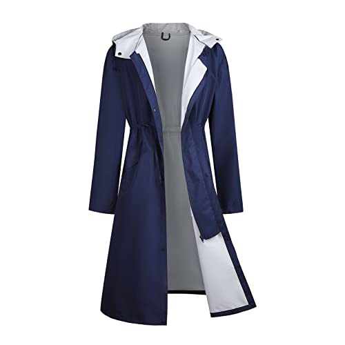 Toper Regenjacke für Herren, leicht, winddicht, Regenmäntel, wasserabweisend, Trenchcoats mit Kapuze, Blau XL von Topeter