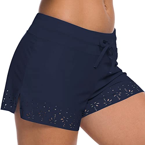 Badeshorts Damen Bauchweg Bauchkontrolle Schwimmshorts Schnell Trocknend Boardshorts Schwimmunterteil UPF50+ Damen Bikinihose Kurze Badehose Schwimmshorts Wassersport Schwimmhose UVSchutz (Y5-Navy, S) von Topgrowth Accessorio