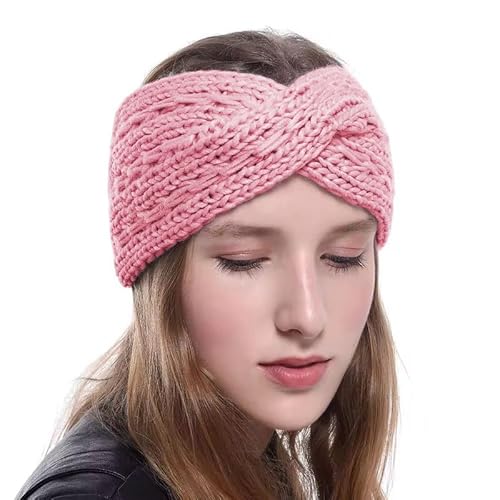Stilvolles, weiches Damen-Haarband aus Acrylwolle, Ohrwärmer, gehäkelt, Stirnband, Ohrenschützer, warmes Winter-Accessoire für Mädchen (Rosa) von TopiBaaz
