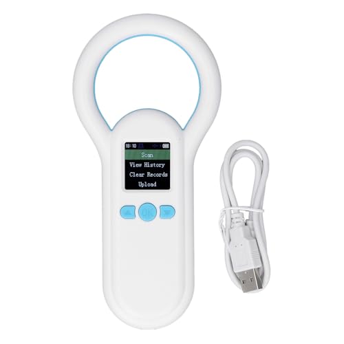 PET Microchip Scanner, Wiederaufladbare RFID Micro Chip Reader Scanner, 134.2kHz Tragbarer Tier Ohr Tag ID Leser mit 500 Datensätzen, PET Chip ID Scanner für Tier von Topiky
