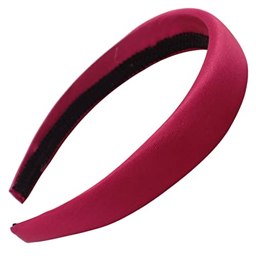 Topkids Accessories 2,5 cm gepolstertes Satin-Haarband, hübsche farbige Satin-Stirnbänder für Mädchen und Frauen, niedliches Haar-Accessoire für Mädchen und Damen, Satin-Stirnband (Hot Pink - Bright) von Topkids Accessories