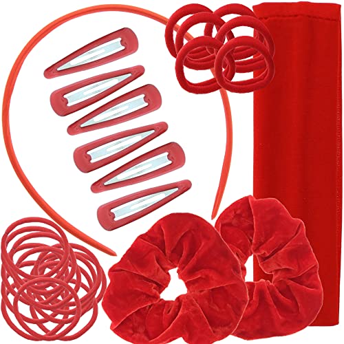 Topkids Accessories 28pc Schule Haarschmuck Geschenkset Haarschmuck für Mädchen Haarspange Haarfarbe Mädchen Haarschmuck Geschenkset Haarspange Haarband Haarbänder für Mädchen Haar (Rot) von Topkids Accessories