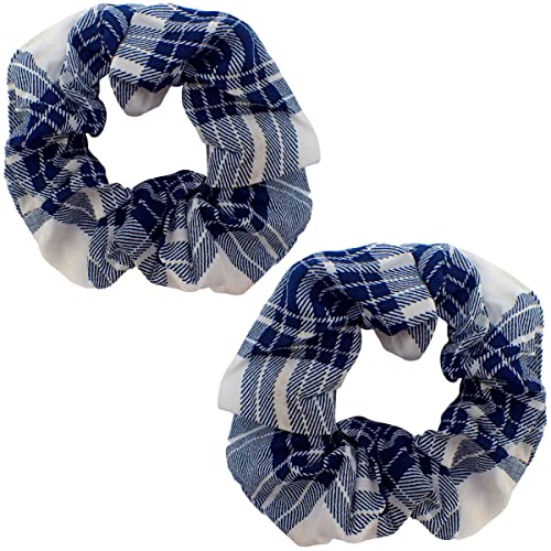 Topkids Accessories 2PC Muster Scrunchies für Mädchen und Frauen, Haargummis für Frauen, Haargummis, Haarschmuck, Elastische Haargummis, Elastische Haarbänder, Haargummis (Navy Tartan Alt) von Topkids Accessories