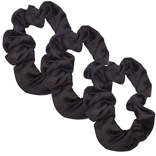 Topkids Accessories 3 Stück Satin-Haargummis für Mädchen und Frauen, niedliche farbige Haargummis (schwarz, 3 Stück) von Topkids Accessories