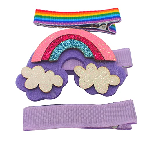 Topkids Accessories 3pc Rainbow Mix Hair Clips 5cm Hair Clip for Girls Hair Clips Girls Hair Clips Girls Hair Bobbles for girl hair clips for girls kids hair accessories (Lilac) von Topkids Accessories