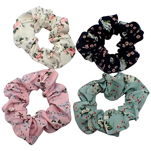 Topkids Accessories 4PC Scrunchies für Mädchen und Frauen, Haargummis für Frauen, Haargummis, Haargummis, Haargummis, Haarschmuck, elastische Haarbänder für Frauen (Rosen) von Topkids Accessories