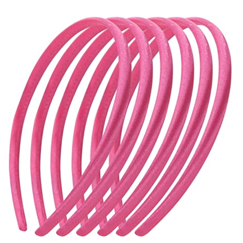 Topkids Accessories 6 x dünne Satin-Haarbänder Stirnbänder Haarbänder Haarbänder Mädchen Frauen Schule Bunt Hochzeit Urlaub Festival Braut Erwachsene 1 cm 0,39 Zoll (Rosa) von Topkids Accessories