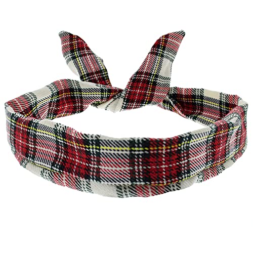 Topkids Accessories Draht-Stirnbänder für Damen und Mädchen, Haarband, Samt, Schottenkaro, Neon, Armee, Leopardenmuster, Metallic, Regenbogen-Stirnband, Festival, Urlaub, Essentials (Beige Tartan) von Topkids Accessories