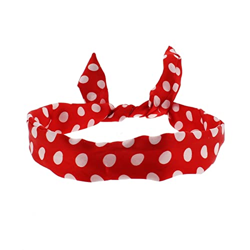 Topkids Accessories Draht-Stirnbänder mit Punkten, gestreift, Gingham-Karo, Frauen, Mädchen, Haarschleife, Bandana, Kopftuch, Haarband der 1950er Jahre, Landmädchen-Kostüm (roter Satin, gepunktet) von Topkids Accessories