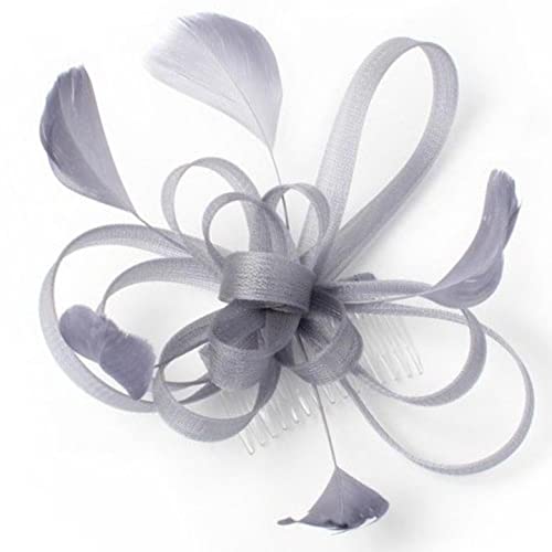 Topkids Accessories Fascinator Haarspange Haarkamm Fascinator Hochzeit Haarspangen Hochzeit Fascinator Royal Ascot Fascinator On Clear Comb Für Damen, Mädchen (Silber) von Topkids Accessories