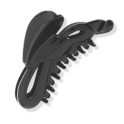 Topkids Accessories Haar-Bananen-Clips, Bananen-Fisch, Frauen, Damen, Mädchen, Kinder, lang, dick, breit, Zahnkamm (schwarzer Schmetterling, Bananen-Clip, 11 cm 11,4 cm) von Topkids Accessories