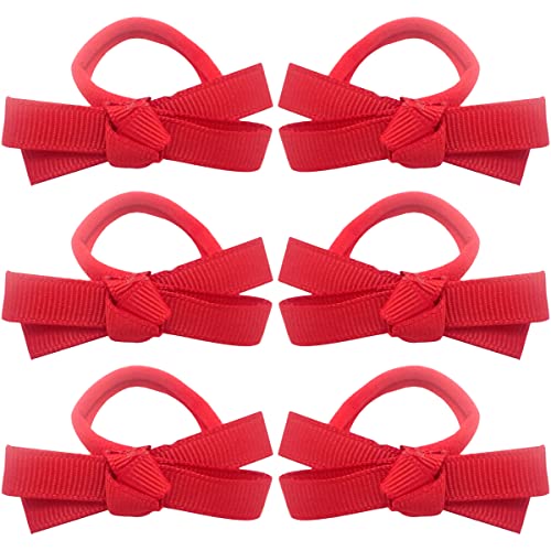 Topkids Accessories Haargummis mit Rips-Haarschleifen für Mädchen und Frauen, Haargummis, Haarbänder, Haarschmuck für Mädchen, Pferdeschwanzhalter (rot) von Topkids Accessories