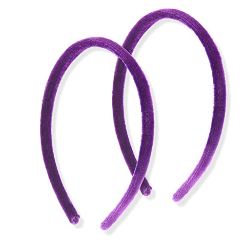 Topkids Accessories Haarreif aus Samt, dünn, 1 cm, Violett, 2 Stück von Topkids Accessories