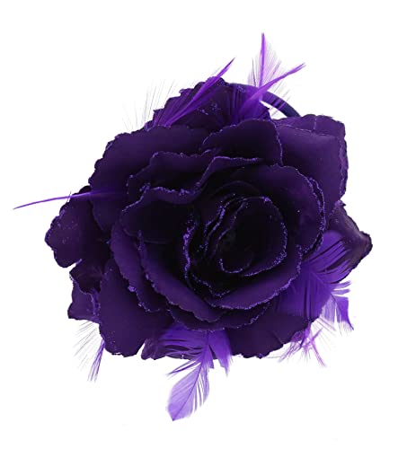 Topkids Accessories Rose Blume Haar Clip Haarband Brosche Sicherheitsnadel Haarnadel Floral Corsage Fascinator Haarband Aligator Schnabelgriff für Frauen & Mädchen Hochzeit Abschlussball Party von Topkids Accessories