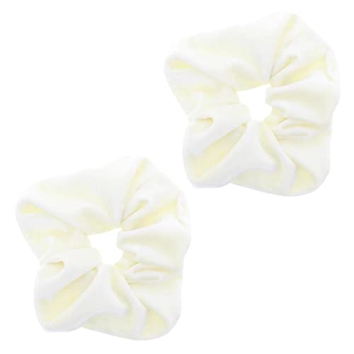 Topkids Accessories - Luxuriöse Samt Scrunchie Scrunchies Elastische Haarband Pferdeschwanz Halter Haargummi Haargummis Haarschmuck für Frauen Damen Mädchen - 2 Stück (Creme) von Topkids Accessories