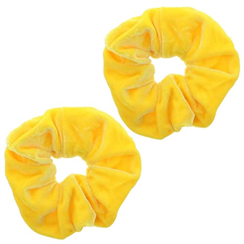 Topkids Accessories - Luxuriöse Samt Scrunchie Scrunchies Elastische Haarband Pferdeschwanz Halter Haargummi Haargummis Haarschmuck für Frauen Damen Mädchen - 2 Stück (Gelb) von Topkids Accessories