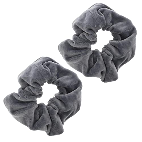 Topkids Accessories - Luxuriöse Samt Scrunchie Scrunchies Elastische Haarband Pferdeschwanz Halter Haargummi Haargummis Haarschmuck für Frauen Damen Mädchen - 2 Stück (Grau) von Topkids Accessories