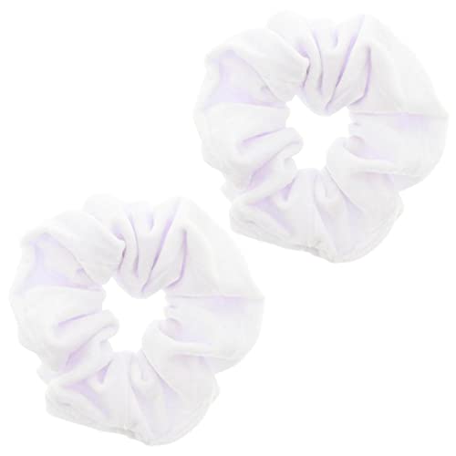 Topkids Accessories - Luxuriöse Samt Scrunchie Scrunchies Elastische Haarband Pferdeschwanz Halter Haargummi Haargummis Haarschmuck für Frauen Damen Mädchen - 2 Stück (Weiß) von Topkids Accessories