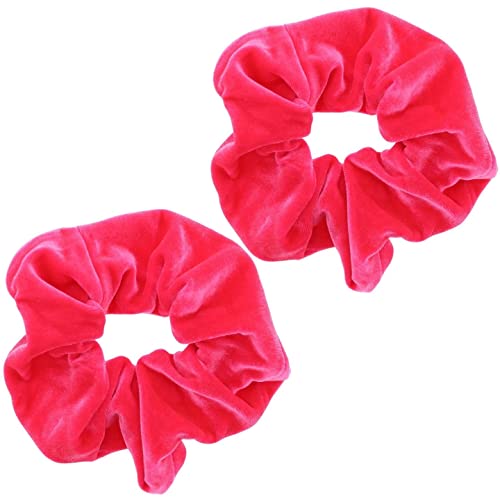 Topkids Accessories - Luxus Samt Scrunchie Scrunchies Elastische Haarband Pferdeschwanz Halter Haar Scrunchie Haargummis Haarschmuck für Frauen Damen Mädchen - 2 Stück (Fuchsia Pink) von Topkids Accessories