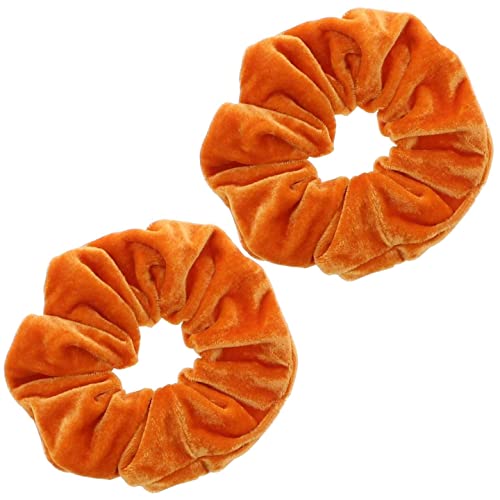 Topkids Accessories - Luxus Samt Scrunchie Scrunchies Elastische Haarband Pferdeschwanz Halter Haar Scrunchie Haargummis Haarschmuck für Frauen Damen Mädchen - 2 Stück (Orange) von Topkids Accessories