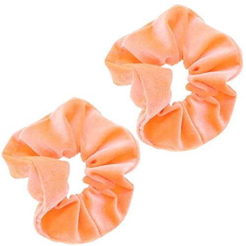 Topkids Accessories - Luxus Samt Scrunchie Scrunchies Elastisches Haarband Pferdeschwanz Halter Haargummi Haargummis Haargummis Haarschmuck für Frauen, Damen, Mädchen - 2 Stück (Neon Orange) von Topkids Accessories