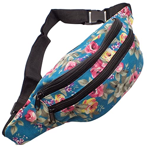 Topkids Accessories Mode Bauchtaschen Floral Bauchtaschen für Damen Reisetasche, Frauen, Damen, Herren, Blumenblau, Einheitsgröße, Bauchtasche von Topkids Accessories